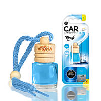 Ароматизатор в машину подвесной на зеркало Aroma Car Wood 6ml пахучка для авто с ароматом AQUA Аква