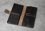 Шкіряний гаманець ручної роботи, якісний клатч-гаманець, темно-коричневий гаманець з авторським тисненням, фото 4