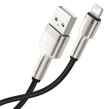 Короткий кабель Lightning на USB Baseus 2.4A Cafule Series Metal 0.25м (чорний)