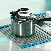 Сушарка для посуду на мийку Kitchen Drainboard Блакитна 23х47 см, сушарка для раковини (над раковиною)