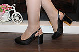 Босоножки женские черные на каблуке Б1078, фото 4