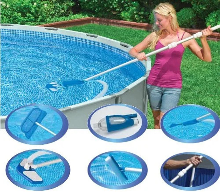 Набор для чистки бассейна Intex 28003, пылесос для очистки дна - фото 2 - id-p283568426