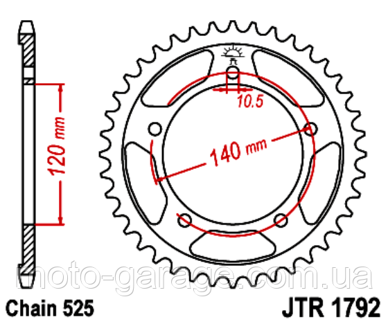 Зірка задня JT Sprockets JTR1792.43, SUZUKI GSXR 600/750,, фото 1