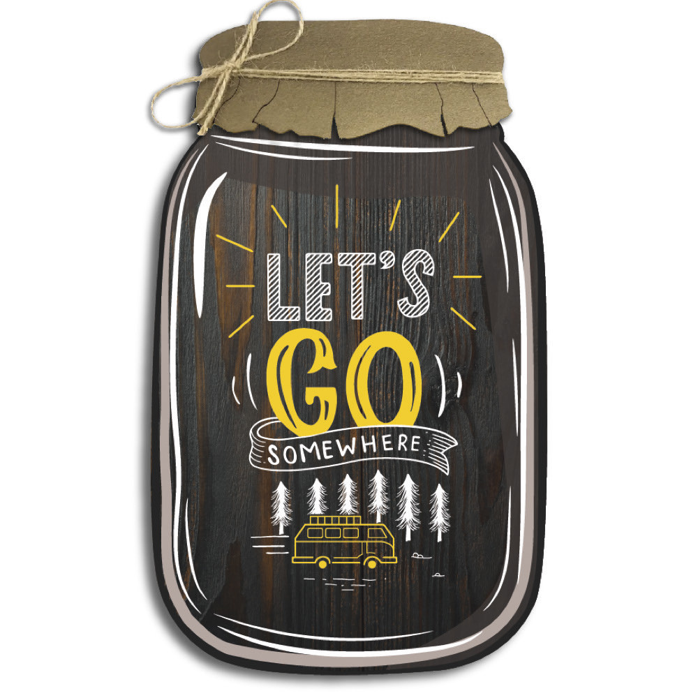 Декоративна дерев'яна табличка у формі банки Let's go somewhere хрб0008ка Тур-Колекшн