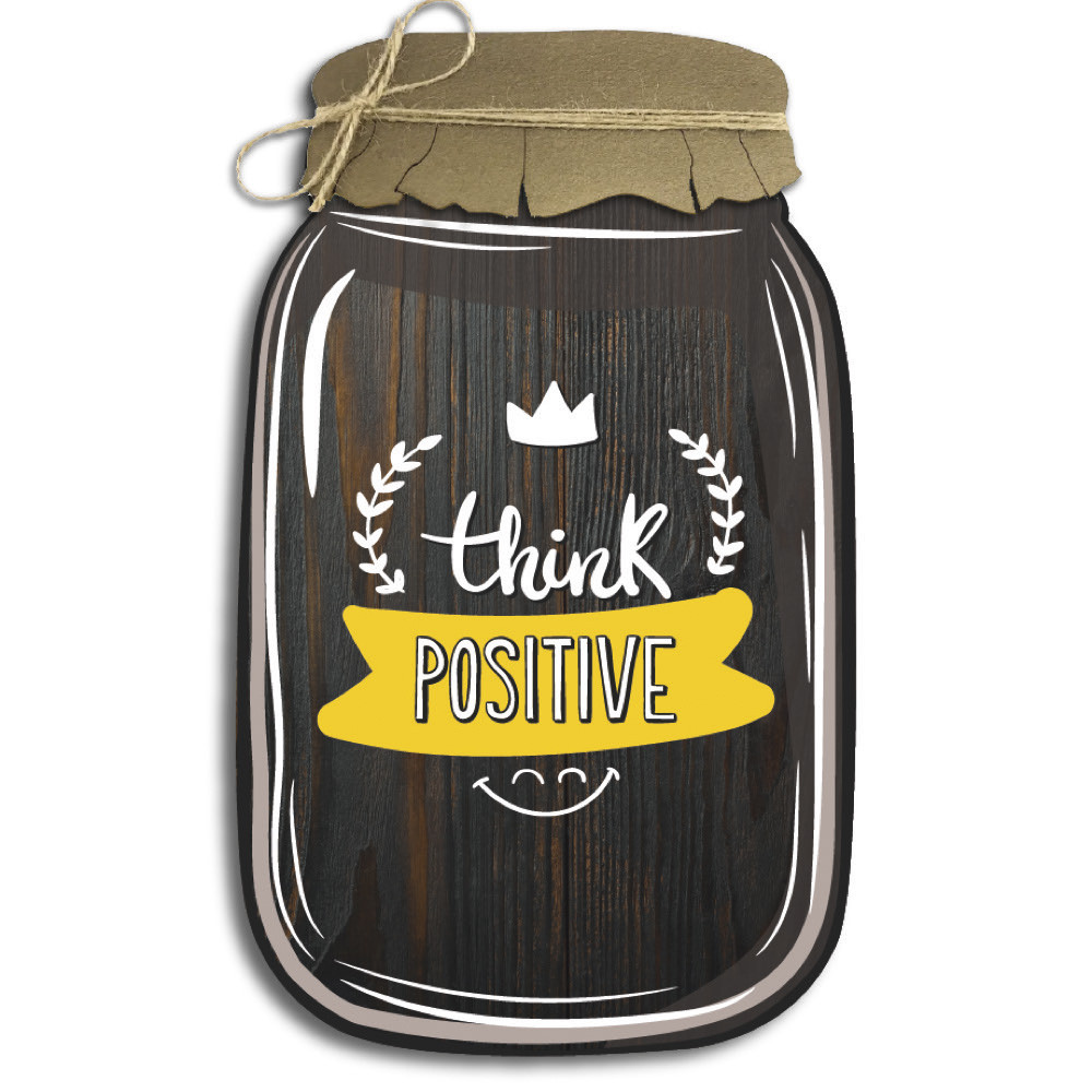 Декоративна дерев'яна табличка «Банка» "Think positive"