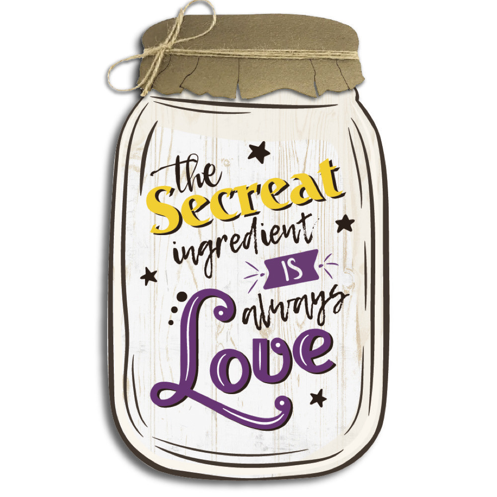 Декоративна дерев'яна табличка у формі банкиThe secreat ingredient is always Love хрб0013ба Тур-Колекшн