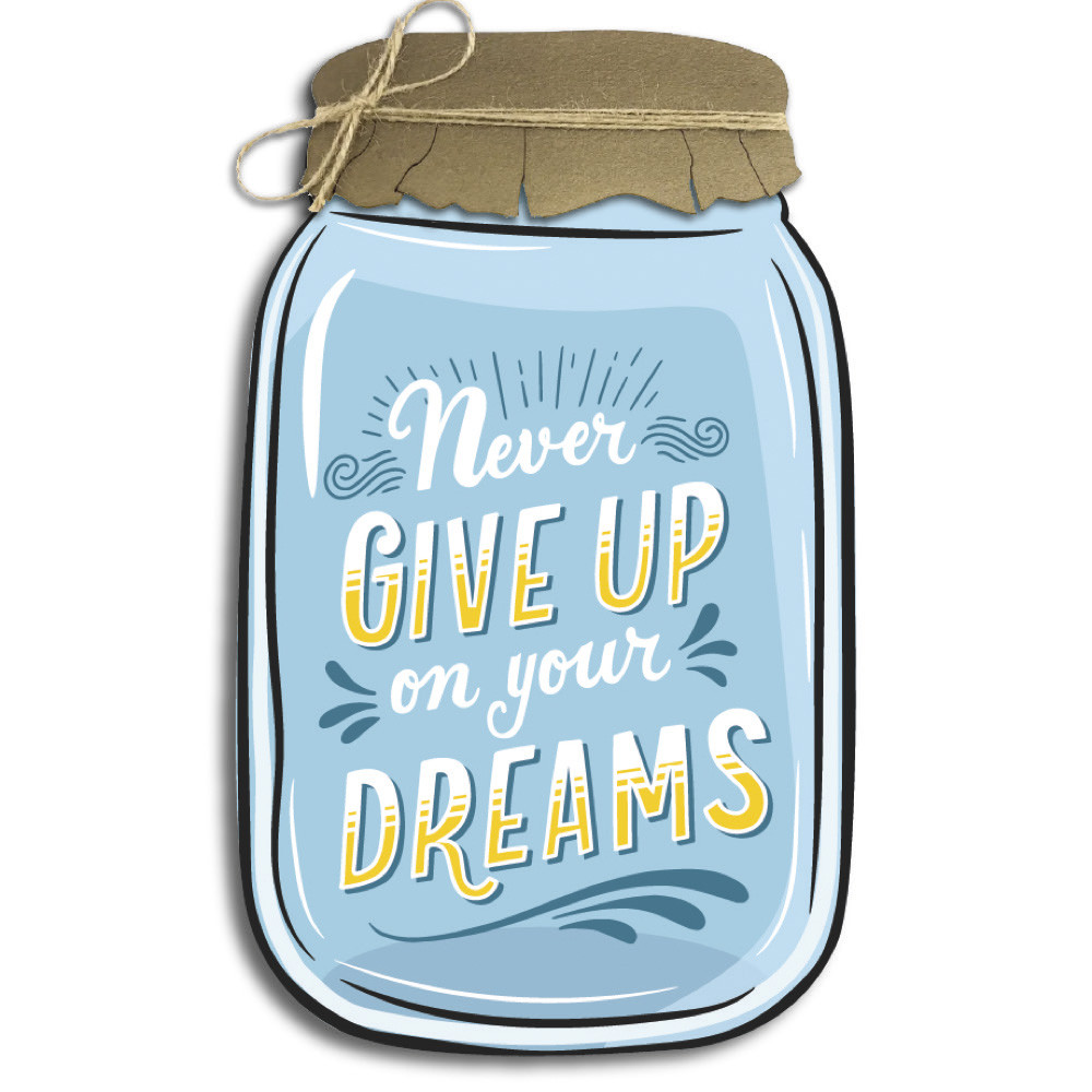 Декоративна дерев'яна табличка у формі банки Never give up on your dreams хрб0019ба Тур-Колекшн