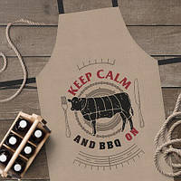 Фартук полноцветный Сolorful Keep calm and BBQ on (коричневый)