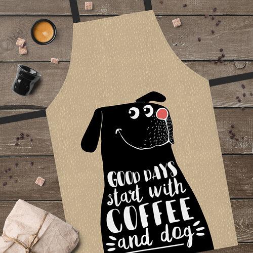 Фартух повнокольоровий Сolorful Good days start with coffee and dog