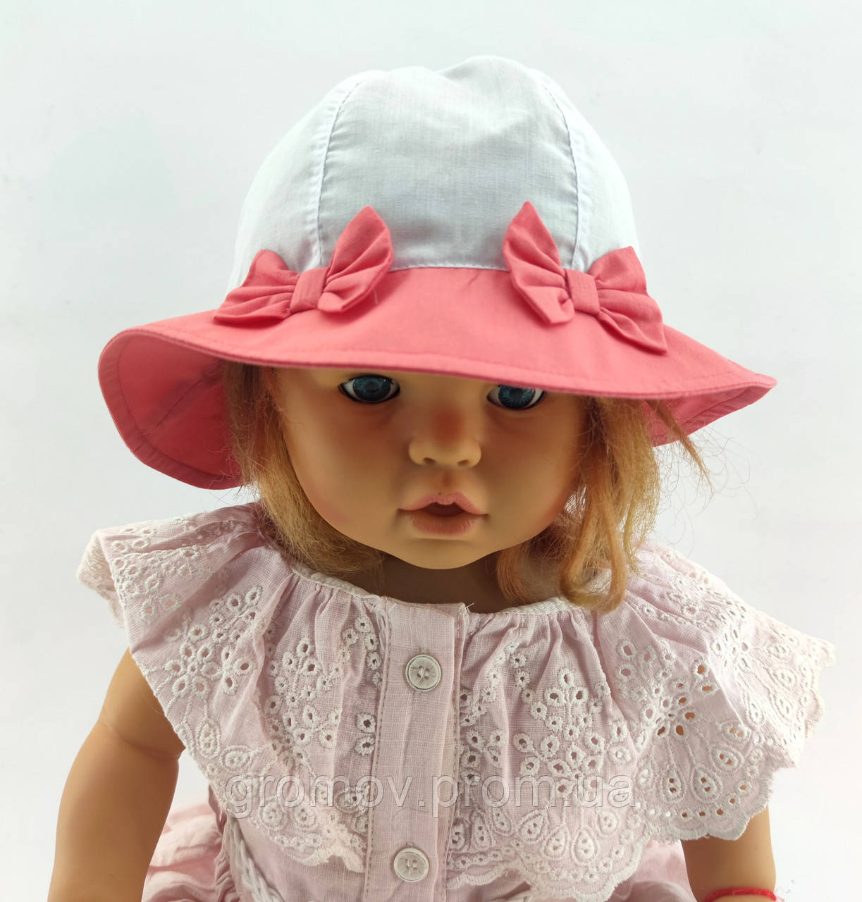 Панама дитяча 48, 50, 52 розмір бавовна для дівчинки панамка головні убори біла (ПД104), фото 1