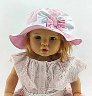 Панама детская 48, 50, 52, 54 размер хлопок для девочки панамка головные уборы розовая (ПД113)