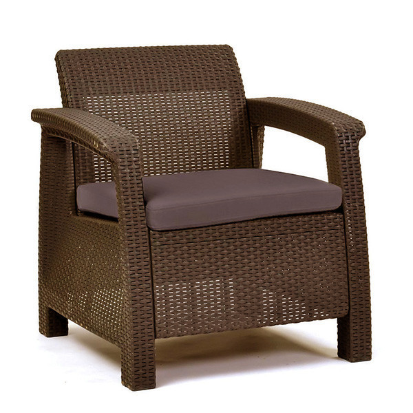Кресло садовое пластиковое Keter Corfu, коричневое - фото 1 - id-p1374570913