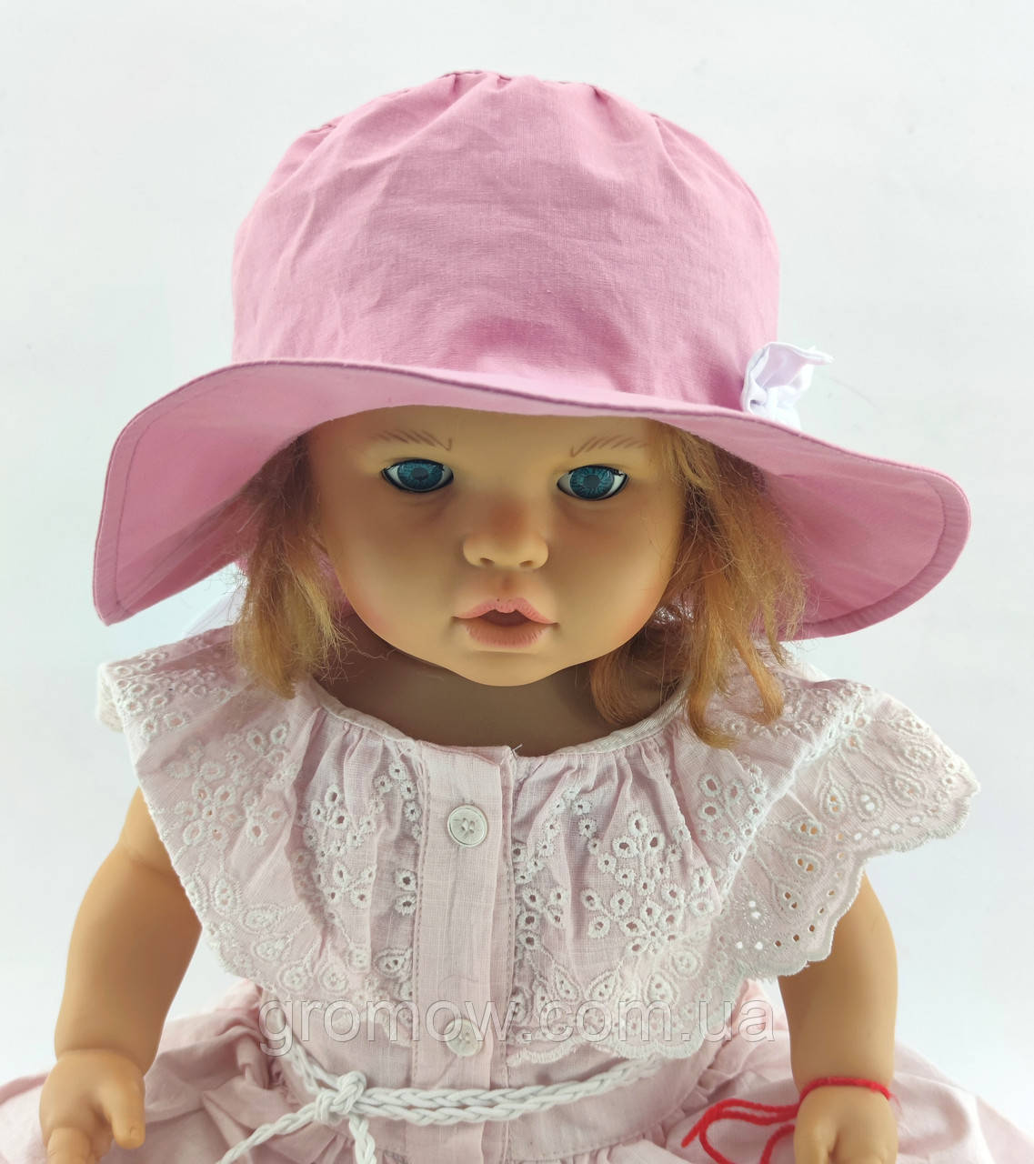 Панама дитяча 48, 50, 52, 54 розмір бавовна для дівчинки панамка головні убори рожева (ПД131), фото 1