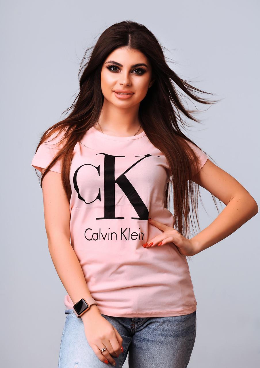 Футболка з написом Calvin Klein жіноча (РОСТОВКА) В КОЛЬОРАХ