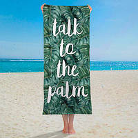 Пляжное полотенце большое с принтом Talk to the palm