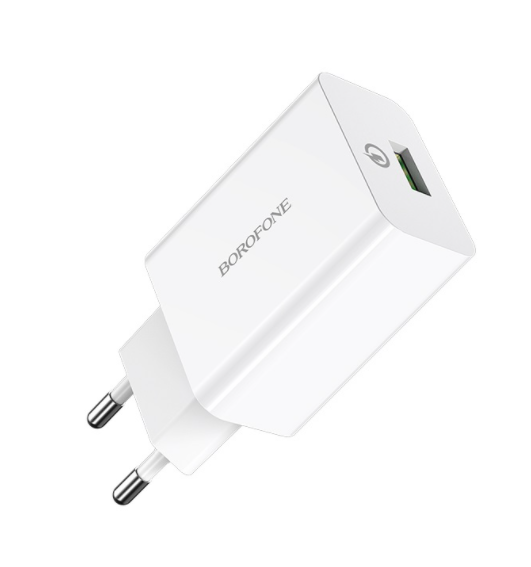 Зарядний пристрій (швидка зарядка) для телефону Borofone BA21A Long Quick Charge 3.0 18 Вт Білий
