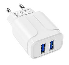 Зарядний пристрій (швидка зарядка) для телефону Borofone BA37A 2xUSB Quick Charge 3.0 12 W Білий, фото 4