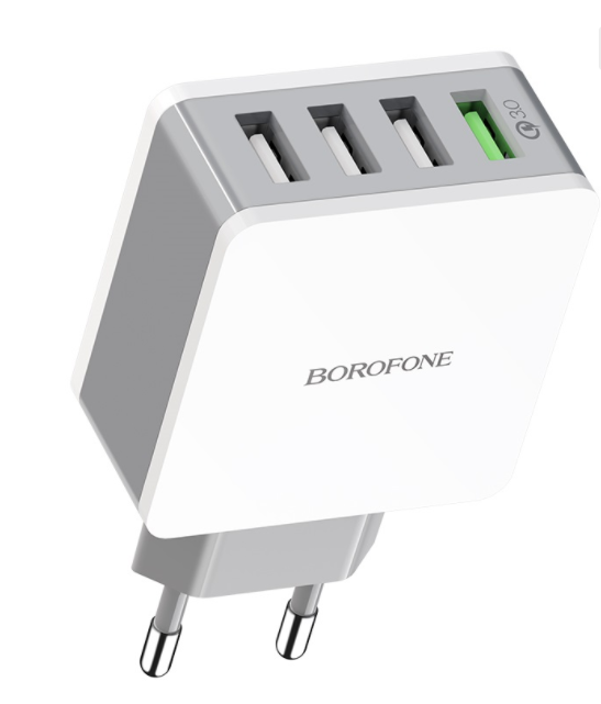 Зарядний пристрій (швидка зарядка) для телефону Borofone BA43A 4xUSB Quick Charge 18 Вт Білий