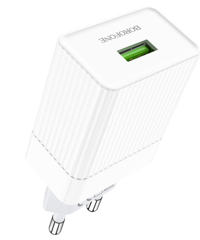 Зарядний пристрій (швидка зарядка) для телефону Borofone BA47A Quick Charge 3.0 18 W Білий, фото 1