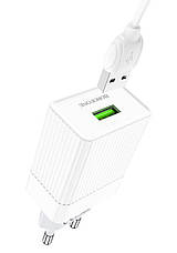 Зарядний пристрій (швидка зарядка) для телефону Borofone BA47AM 18 W + кабель Micro USB Білий, фото 4