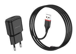 Зарядний пристрій (зарядка) для телефону Borofone BA48A Orion 2.1 А + кабель Micro USB 1 м Чорний, фото 4