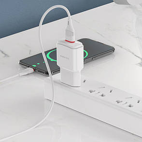 Зарядний пристрій (зарядка) для телефону Borofone BA48A Orion 2.1 А + кабель Micro USB 1 м Білий, фото 4