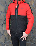 Чоловіча спортивна куртка весна-осінь червоної чорної водовідштовхувальної тканини, фото 3
