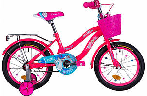 Дитячий двоколісний велосипед ST16" FormulaFLOWER рама-10" рожево-блакитний із багажником зад St, кошиком 2021
