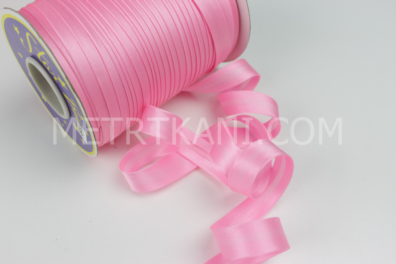Бейка атласна рожевого кольору, ширина 15 мм No А 2-26, фото 1