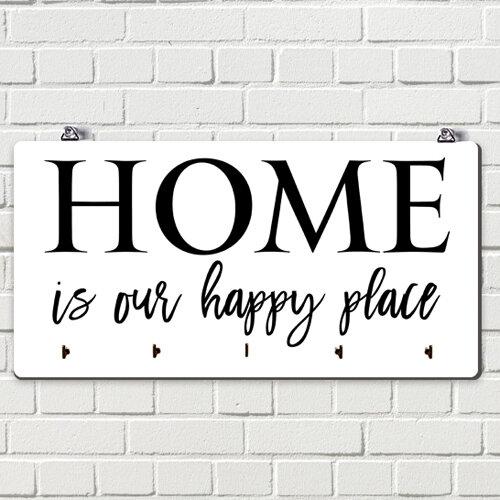 Ключниця настінна горизонтальна Home is our happy place, фото 1
