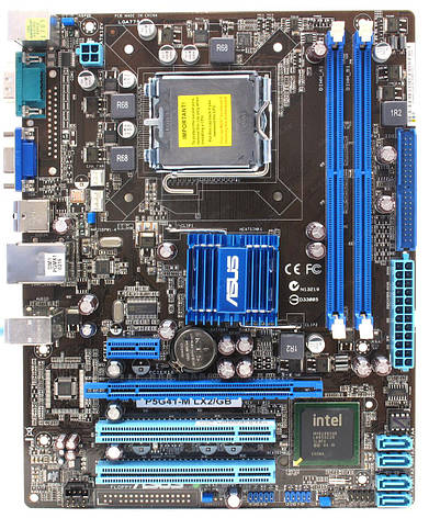 Материнська плата ASUS P5G41-M LX2 / GB , підтримка Xeon, (б/у) s775 + задня планка, фото 3