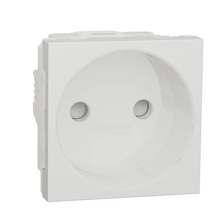 Розетка Schneider Electric Unica New 16А, без заземлення, 2 модулі, біла, гвинтові затискні елементи, фото 1