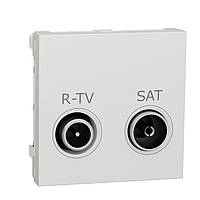 Розетка R-TV SAT одинарная, 2 модуля белый. Unica New, Schneider electric