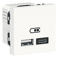 Двойная USB розетка A + C белый. Unica New, Schneider electric