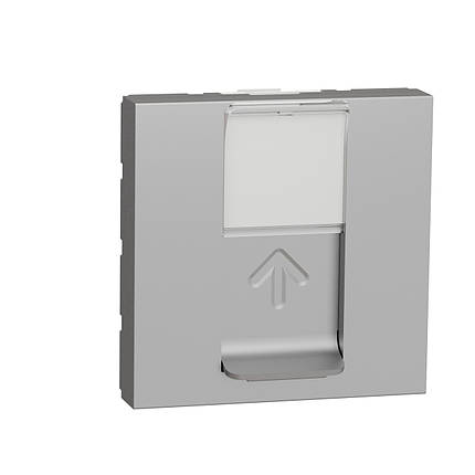 Комп'ютерна розетка RJ45 Schneider Electric Unica New, алюміній, 2 модулі, фото 1