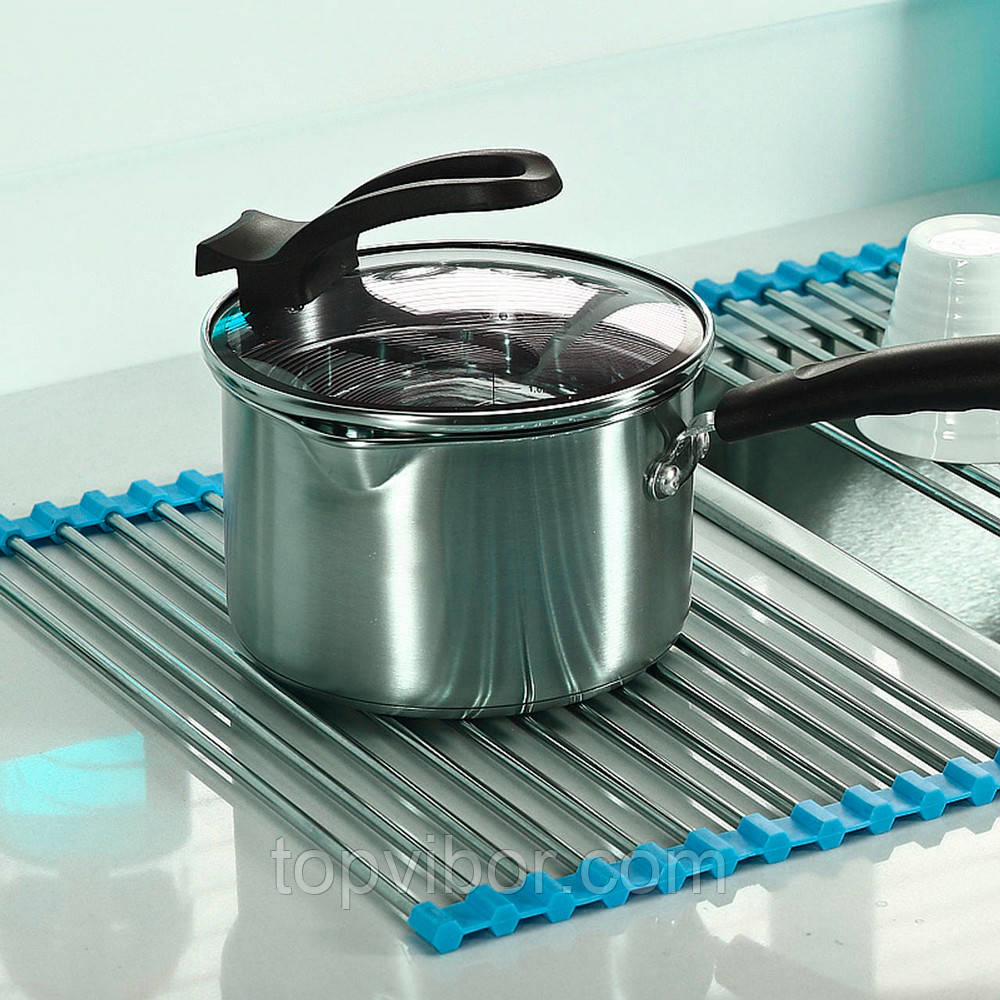 Сушарка для посуду на мийку Kitchen Drainboard Блакитна 23х47 см, сушарка для раковини (над раковиною)