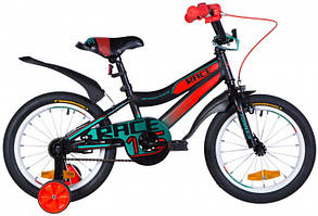 Дитячий двоколісний велосипед ST 16" Formula RACE рама-9" чорно-жовтогарячий з бірюзовим (м) з крилом Pl 2020
