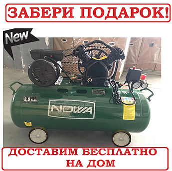 Компресор пасовий, 2 циліндра, 2.3 кВт, 100л, 420 л / хв NOWA КРN 420-100