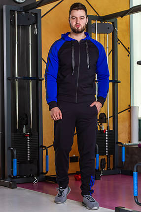 Чоловічий спортивний костюм 919 темно-синій з електриком, фото 2