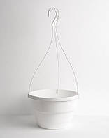 Горщик підвісний 3.7 л / Ø 23 см з підвісом на гачку * пластиковий білий * Kloda