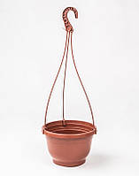 Горщик підвісний 3 л / Ø 21 см з підвісом на гачку * пластиковий теракотовий * Kloda теракотовий *