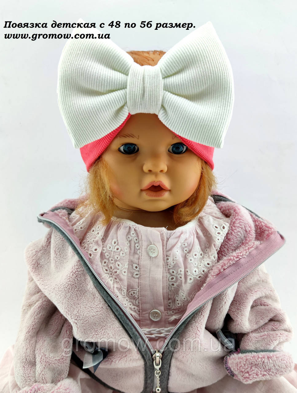 Оптом косинки дитячі 48-54 розмір пов'язка дитяча головні убори для дівчаток пов'язки малина (ОК25), фото 1