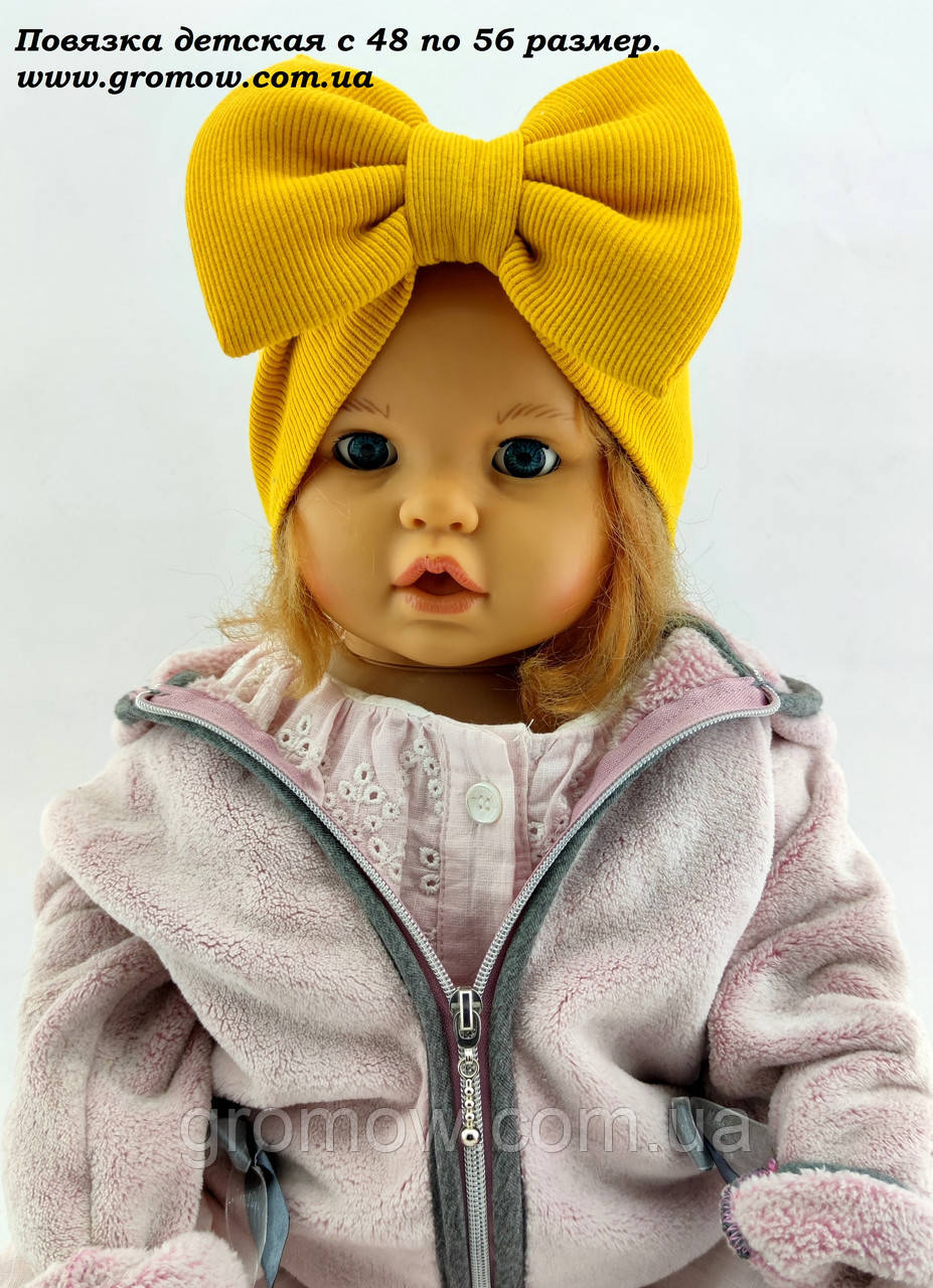 Оптом косинки дитячі 48-54 розмір пов'язка дитяча головні убори для дівчаток пов'язки гірчиця (ОК26), фото 1