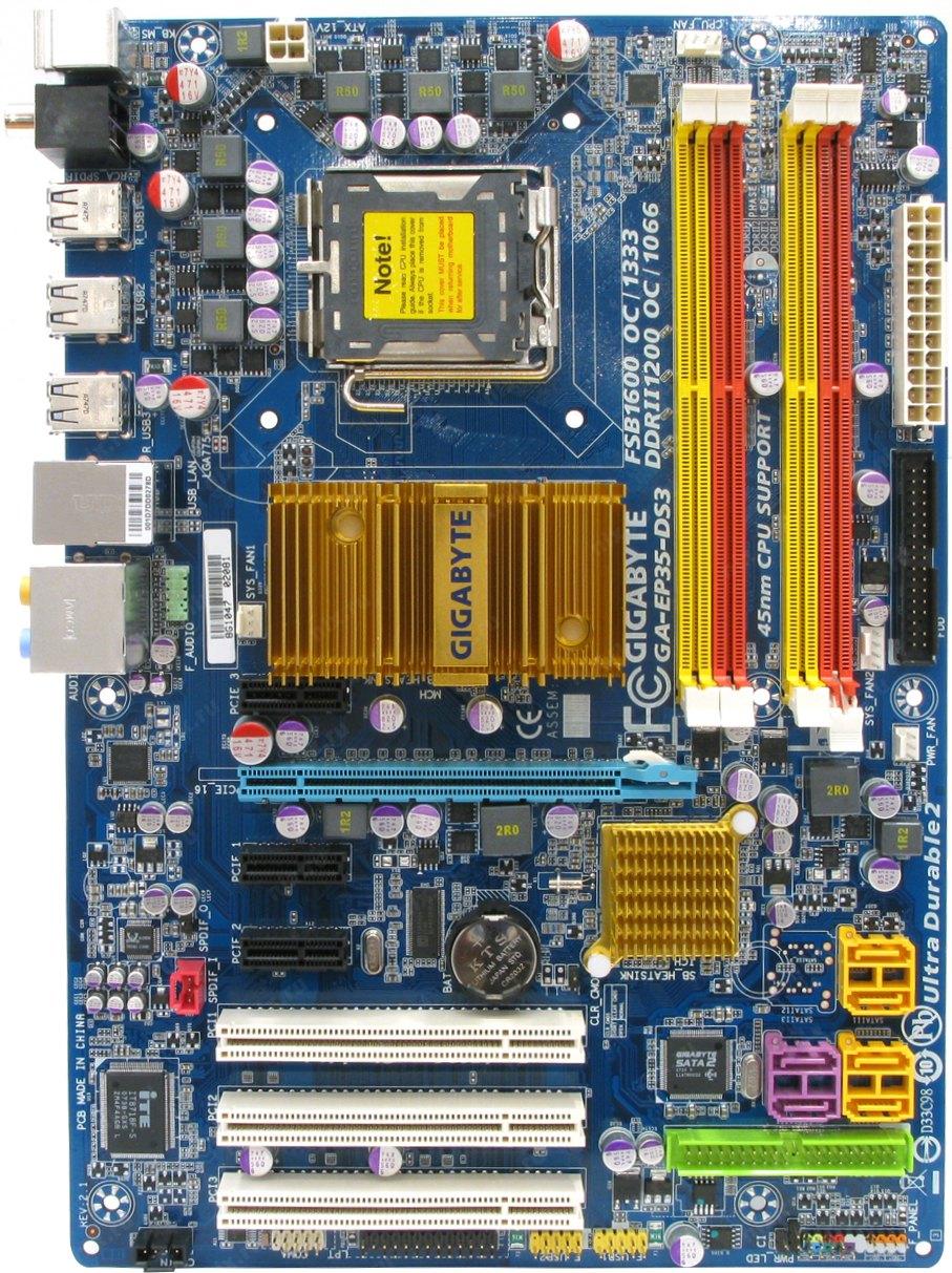 Материнська плата GIGABYTE GA-EP35-DS3 LGA775, підтримка Xeon, (б/у) без планки