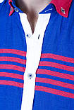 Чоловіча сорочка синя з льону у спортивному стилі, фото 3