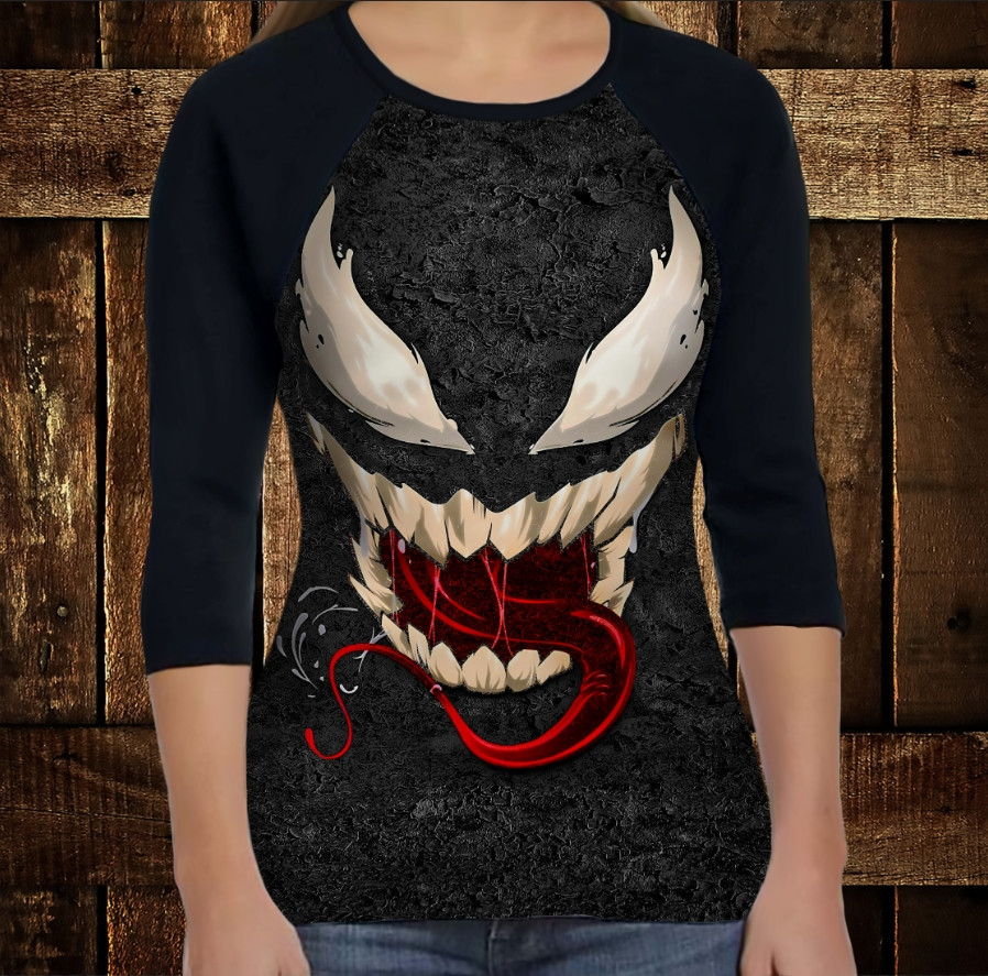 Лонгслив-реглан з 3D принтом Venom Smile ВСІ Розміри, фото 1