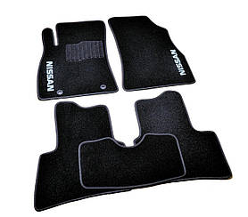 Ворсові килимки для Nissan Qashqai (7m) (2ряда) (2008-) Текстильні у салон авто (чорний) (StingrayUA.)