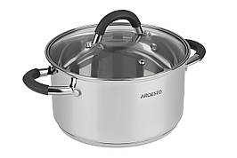 Ardesto Каструля Gemini Grey, скляна кришка, 3,4 л, ручки з сірим силіконом, нержавіюча сталь