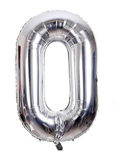 Фольгована цифра 0, срібло, 1м, фото 1