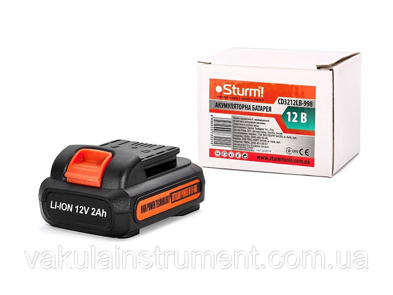 Акумулятор Li-Ion 12В, 2.0 Ач Sturm CD3212LB-998, фото 1